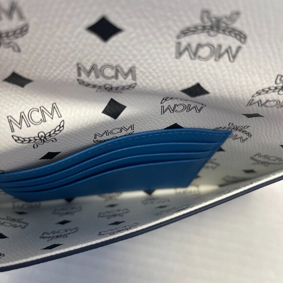 MCM Himmel Continental Pouch Wallet in Embossed Leather - New Munich Blue - NWT - Picture 4 of 8